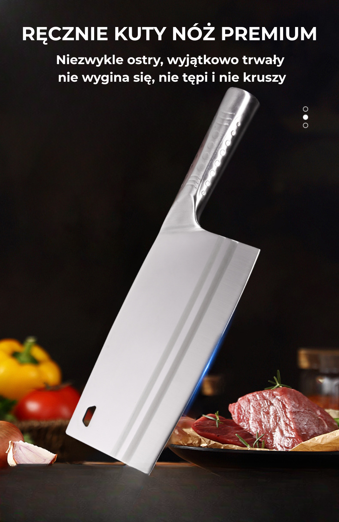 Nóż tasak wielofunkcyjny kuty z jednego kawałka