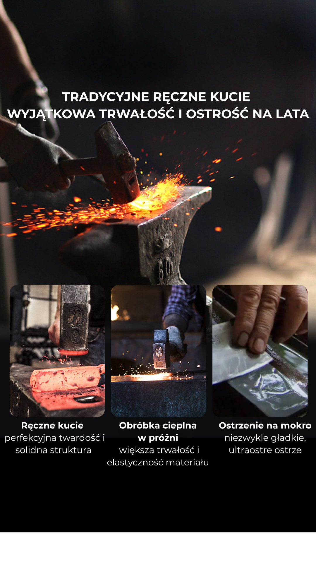 Nóż tasak wielofunkcyjny kuty z jednego kawałka